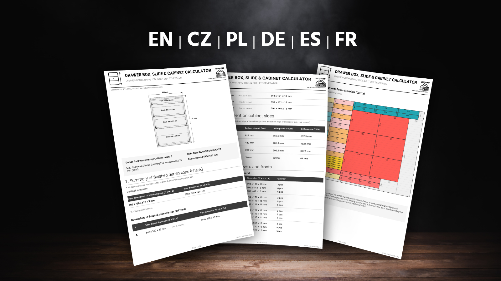 PDF reporty CalcWood